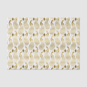 gold white art decor peacock pattern party tissue paper