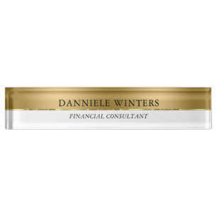 Gold & White Background Black Typography Nameplate