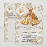 Gold white ballgown bride to be bridal shower