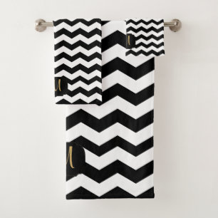 Gold, White & Black Chevron Design
