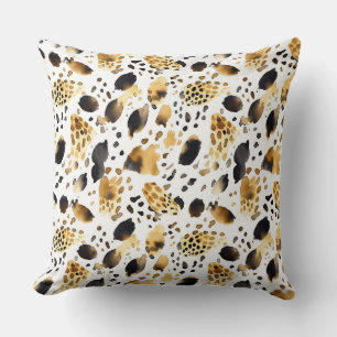 Gold White Black Leopard Abstract Throw Pillow