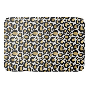 Gold, white, & black leopard print bath mat