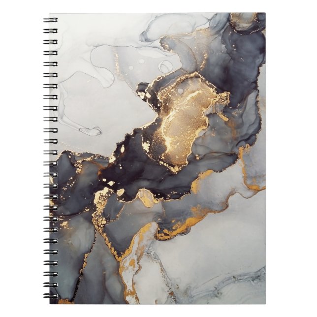Gold White Black Marble Notebook (Front)