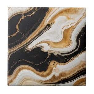 Gold White Black Marble Stones 3 Ceramic Tile