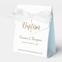 Gold White Blue Baptism Cross Thank You Favour Box