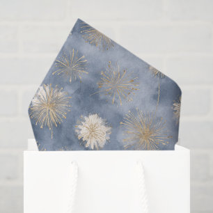 Gold White Blue Glitter Fireworks Tissue Paper