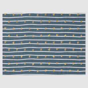 Gold White Blue Stars and Stripes Tissue Paper
