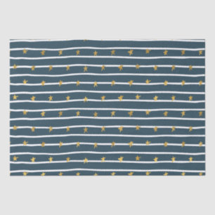Gold White Blue Stars and Stripes Tissue Paper