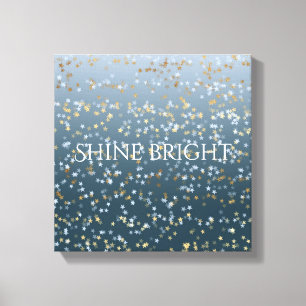 Gold White Blue Stars Shine Bright Canvas Print