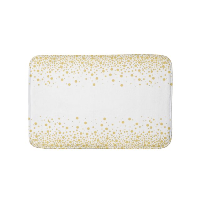 Gold & White Bokeh circles dots Bath Mat (Front)