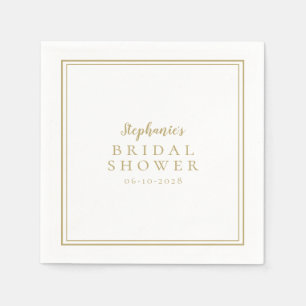 Gold White Bridal Shower Wedding Simple Modern Napkin
