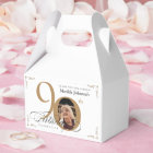 Gold White Calligraphy Photo Elegant 90th Birthday