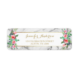 Gold White Chic Beautiful Floral Roses Marble
