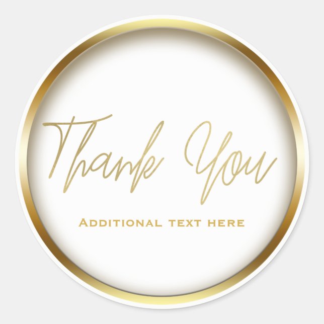 Gold & White Chic Elegant Simple Glam Favour Classic Round Sticker (Front)