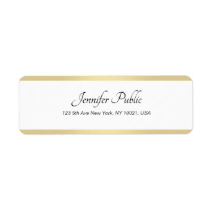 Gold White Chic Hand Script Simple Elegant Return
