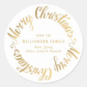 Gold White Christmas Card Envelope Seal Template