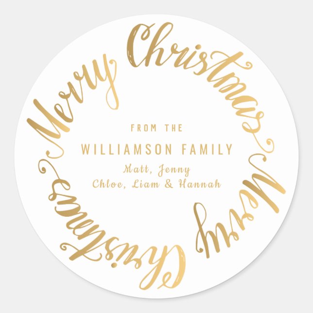 Gold White Christmas Card Envelope Seal Template (Front)