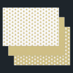 Gold/White Christmas Tree Iconic Pattern Wrapping Paper Sheet<br><div class="desc">This is a gold and white graphic design created with a seamless iconic pattern of a Christmas tree icon repeated in offset rows. The set of three coordinating sheets includes 1. Gold trees on a white background, 2. Is a solid gold color, and 3. White trees on a gold background....</div>