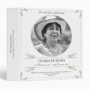 Gold White Classic Swirls Memorial Custom Photo  Binder