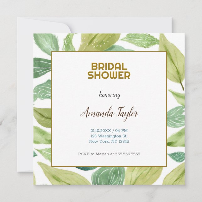 Gold White Colour Floral Minimalist Bridal Shower (Front)