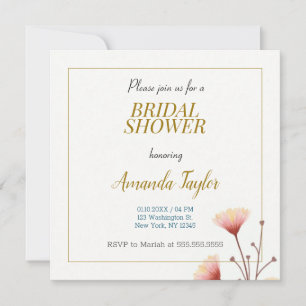 Gold White Colour Minimalist Bridal Shower Save The Date