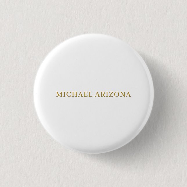 Gold & White Colour Minimalist Simple Plain Modern 1 Inch Round Button (Front)