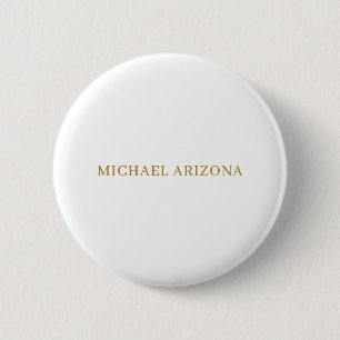 Gold & White Colour Minimalist Simple Plain Modern 2 Inch Round Button