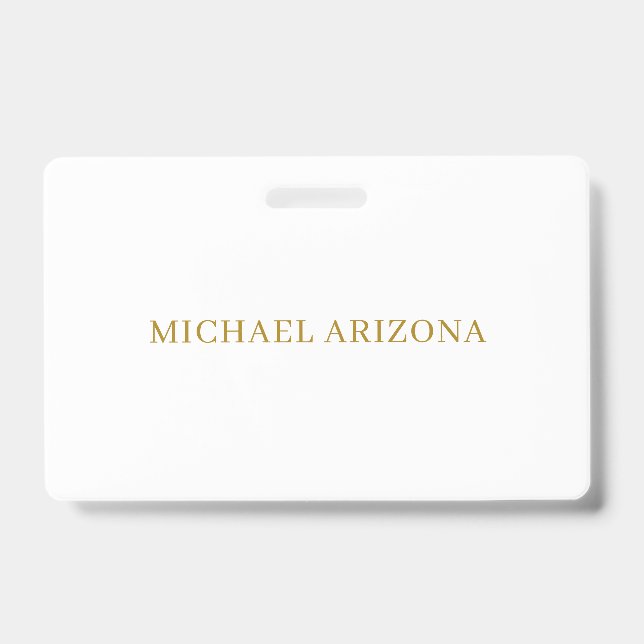 Gold & White Colour Minimalist Simple Plain Modern Badge (Front)