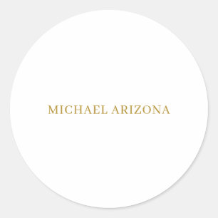 Gold & White Colour Minimalist Simple Plain Modern Classic Round Sticker