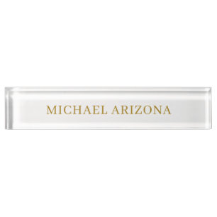 Gold & White Colour Minimalist Simple Plain Modern Nameplate