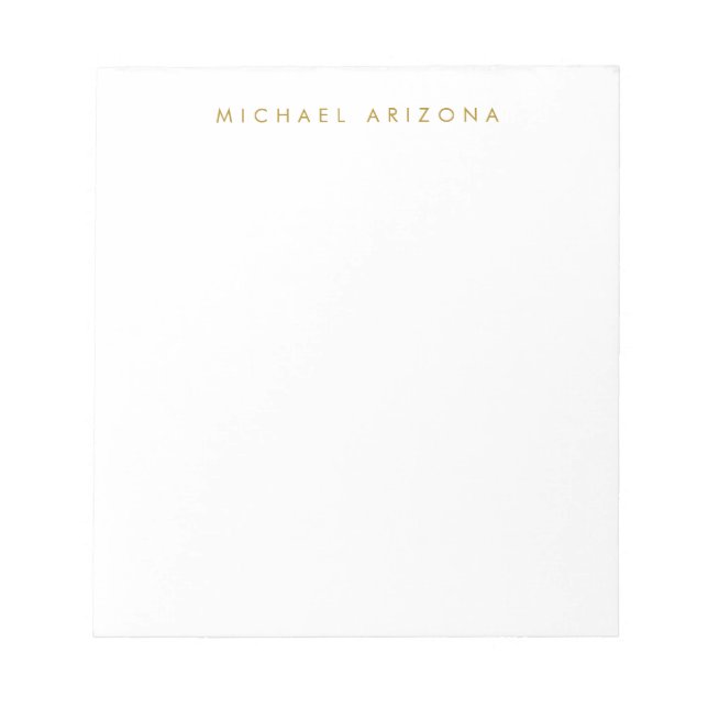 Gold & White Colour Minimalist Simple Plain Modern Notepad (Front)
