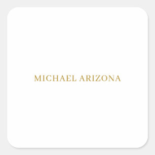 Gold & White Colour Minimalist Simple Plain Modern Square Sticker