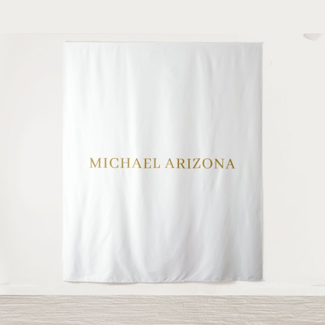 Gold & White Colour Minimalist Simple Plain Modern Tapestry (Front)