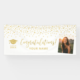 Gold & White Confetti Congratulation Graduation Banner