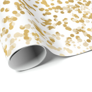 Gold White Confetti Wrapping Paper