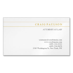 Gold & White Consultant Attorney at Law Profession Magnetic Business Card