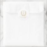 Gold White Crest Modern Monogram Wedding  Classic Round Sticker<br><div class="desc">Add a touch of sophistication to your wedding with the Gold White Crest Modern Monogram Wedding Classic Round Sticker. Featuring a classic white background with a luxurious gold crest design and a personalized monogram, this sticker is the perfect detail for your wedding invitations, favours, or decor. Its elegant yet modern...</div>