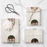 Gold White Custom Photo Family Christmas Wrapping Paper Sheet<br><div class="desc">A beautiful family Christmas wrapping paper design that can be customized with your text and family photo. Golden Xmas accents with oval framing and white background colour.</div>