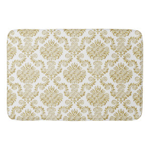 Gold & White Damask Pattern{pick your colour} Bath Mat