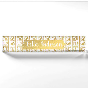 Gold & White Egyptian Egypt Glam Modern Chic Nameplate