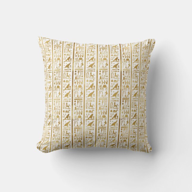 Gold & White Egyptian Egypt Glam Modern Chic Throw Pillow (Front)