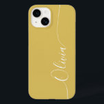 Gold White Elegant Calligraphy Script Name Case-Mate iPhone 14 Case<br><div class="desc">Gold White Elegant Calligraphy Script Custom Personalized Name iPhone 14 Smart Phone Cases features a modern and trendy simple and stylish design with your personalized name in elegant hand written calligraphy script typography on a gold background. Designed by ©Evco Studio www.zazzle.com/store/evcostudio</div>