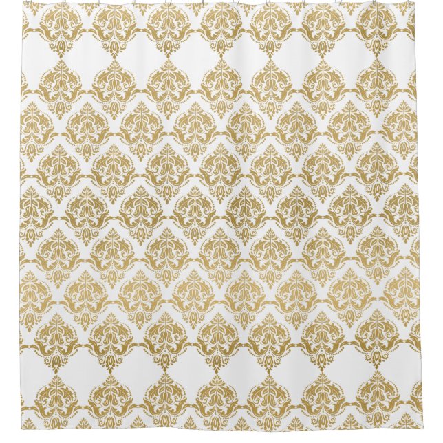 Gold & White Elegant Damasks Geometric Pattern (Front)