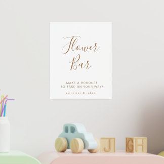 Gold White Elegant Flower Bar Wedding Foil Prints