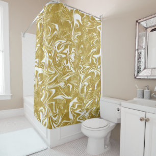 Gold & White Elegant Glam Marble Swirl