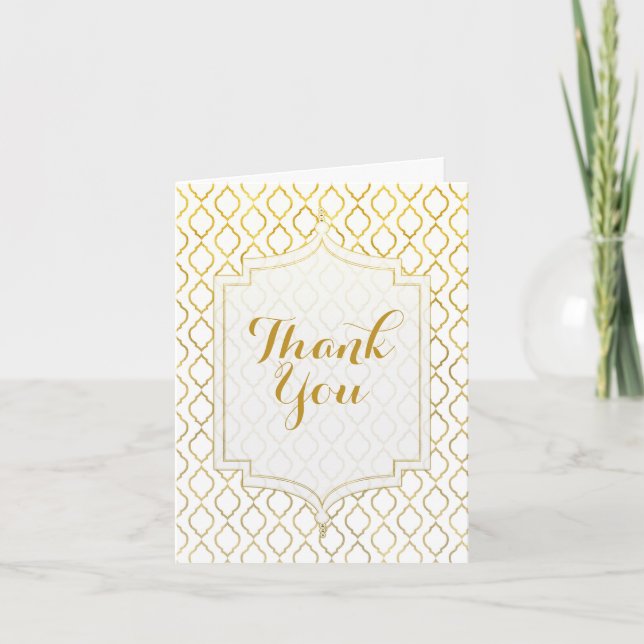 Gold & White Elegant Mariage marocain Merci (Devant)