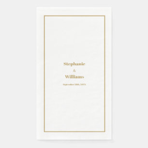Gold White Elegant Modern Simple Minimal Wedding Napkin