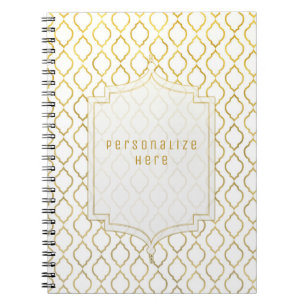 Gold & White Elegant Moroccan Glam Indian Theme Notebook