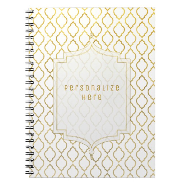 Gold & White Elegant Moroccan Glam Indian Theme Notebook (Front)