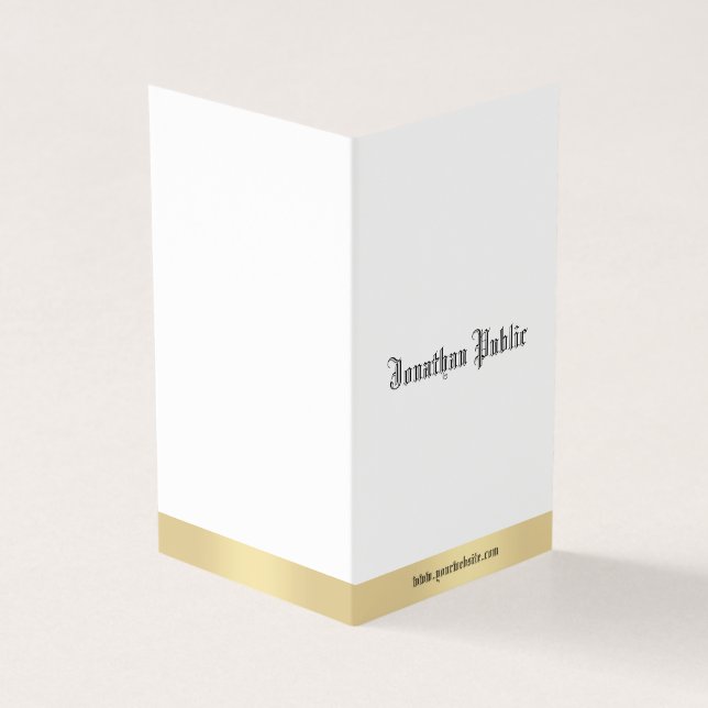 Gold White Elegant Old Style Calligraphy Script Business Card (Outside)